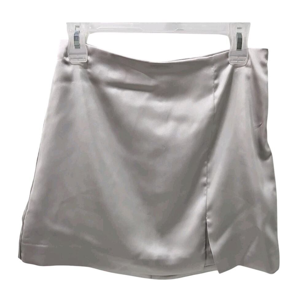 Women's Silver Satin Mini Skirt